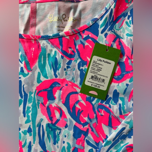 NWT Lilly Pulitzer Marlowe Dress - Cosmic Coral Cracked Up - Large - Picture 2 of 3